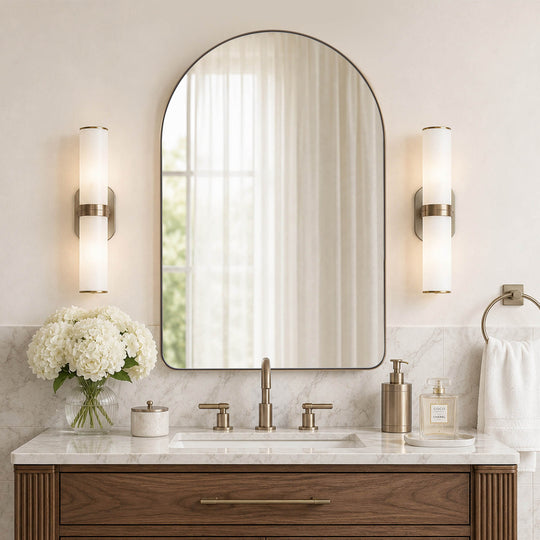 Contemporary Arched Bathroom Vanity Mirror | Stainless Steel Frame
