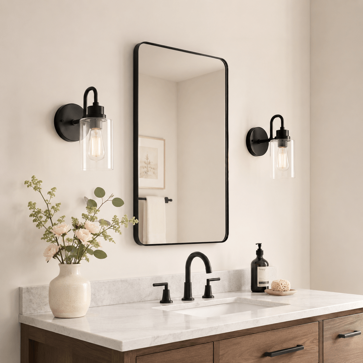 Modern Rounded Rectangle Mirror for Bathroom/ Vanity/ Wall | Stainless Steel Frame