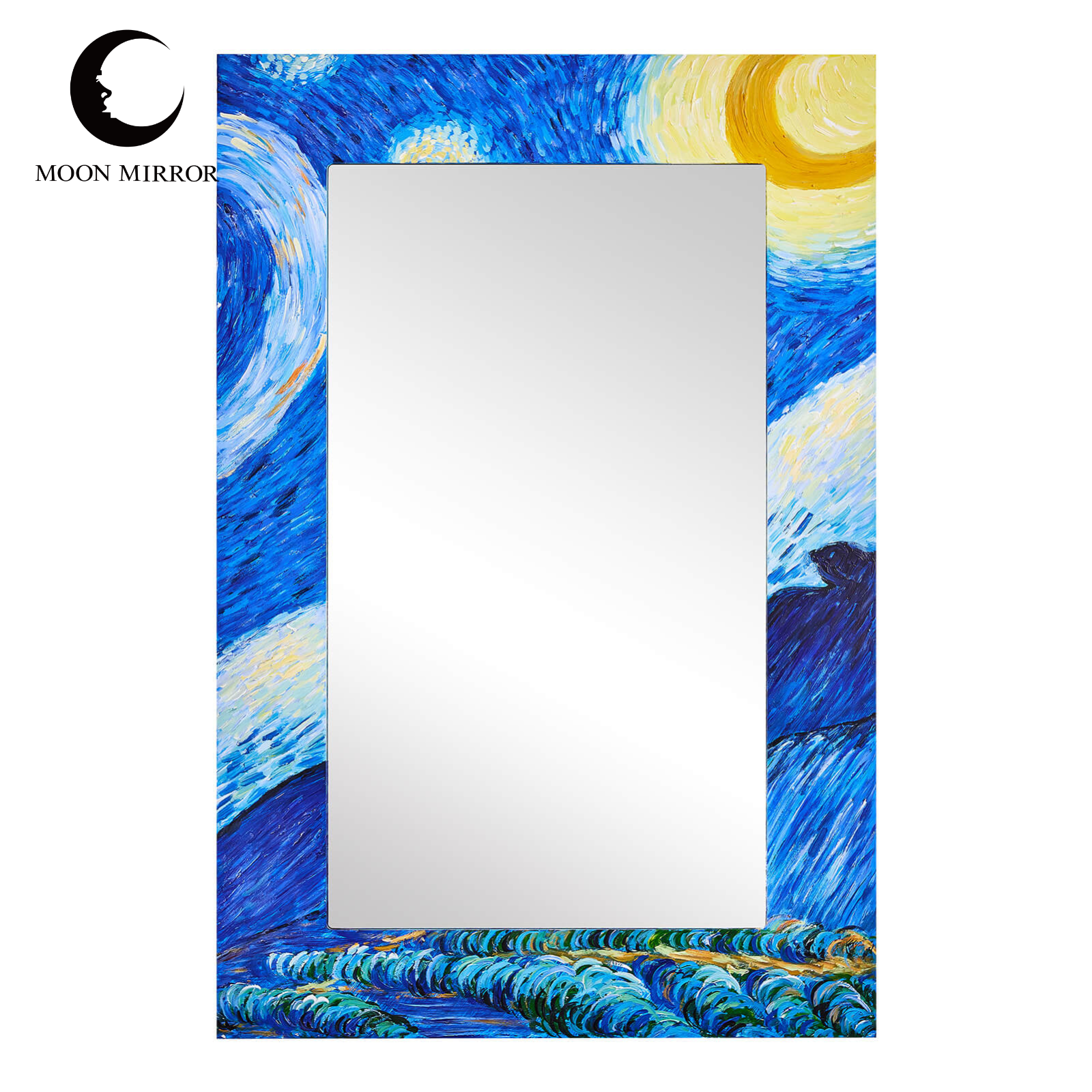 MOON MIRROR Artistic Oil Painting Decorative Mirror |Starry Sky