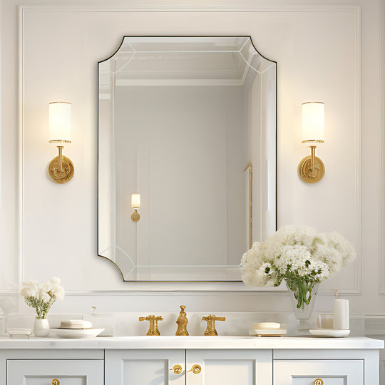 Minuette Scalloped Bathroom Decor Wall Mirrors Unique Mirrors| Stainless Steel Frame