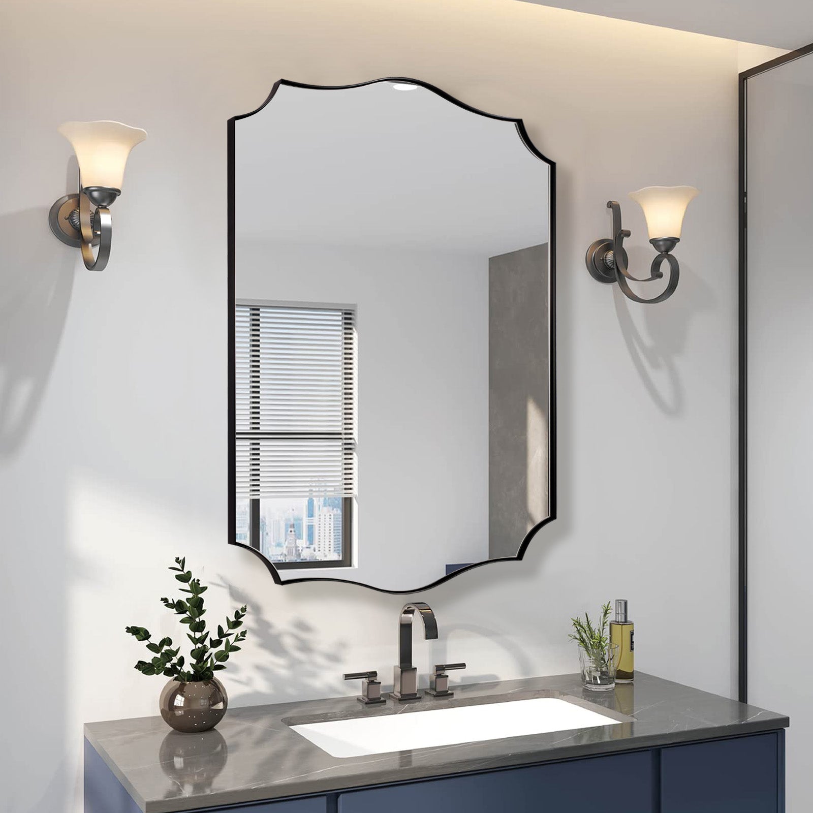 Traditional Scalloped Rectangle Wall Mirrors | Decorative Metal Frame