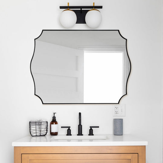 Contemporary  Scalloped Rectangle Wall Mirror | Stainless Steel Frame