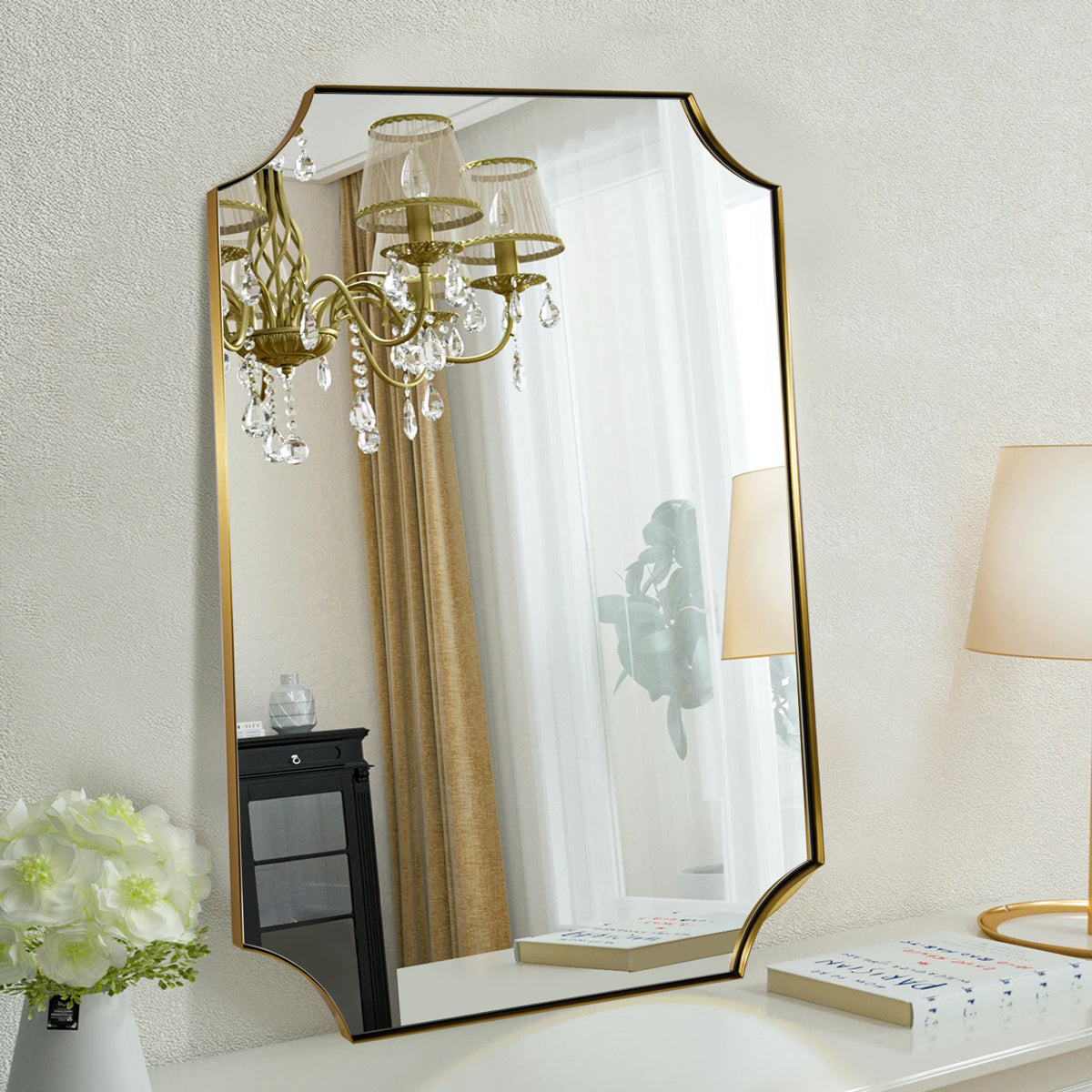 Open Box Like New: Scalloped Bathroom Decor Wall Mirrors, Arch Irregular Mirror