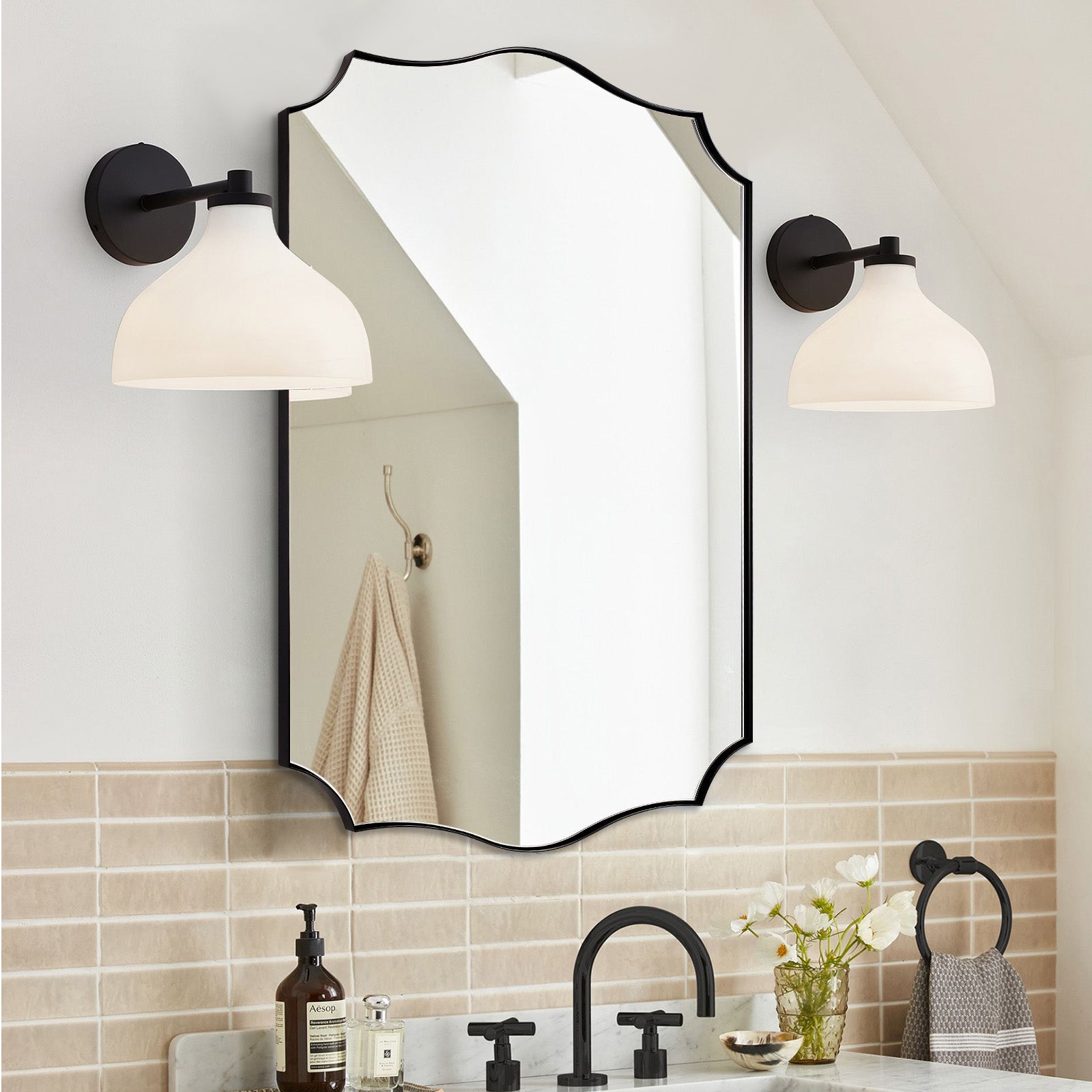 Traditional Scalloped Rectangle Wall Mirrors | Decorative Metal Frame