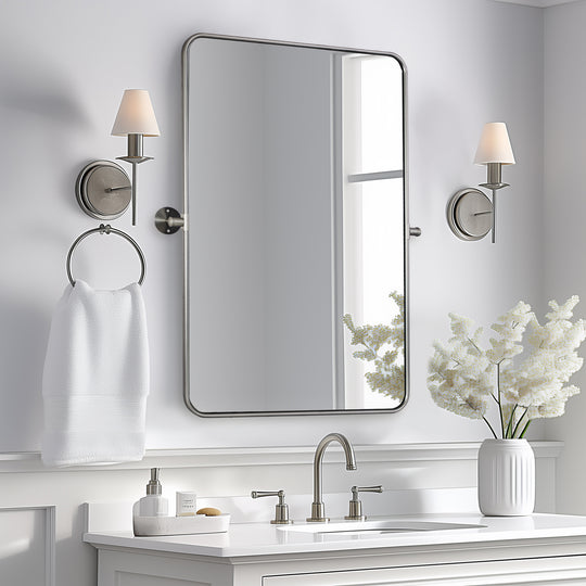 Modern Rectangle Pivot Mirror Adjustable Tilting Bathroom Mirror