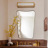 Concave Top Rectangular Scalloped Mirror, Brushed Gold