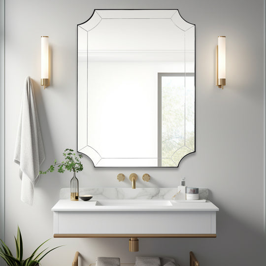 Minuette Scalloped Bathroom Decor Wall Mirrors Unique Mirrors| Stainless Steel Frame
