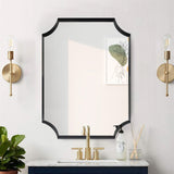 Notched Corner Scalloped Metal Framed Wall Mirror, Black