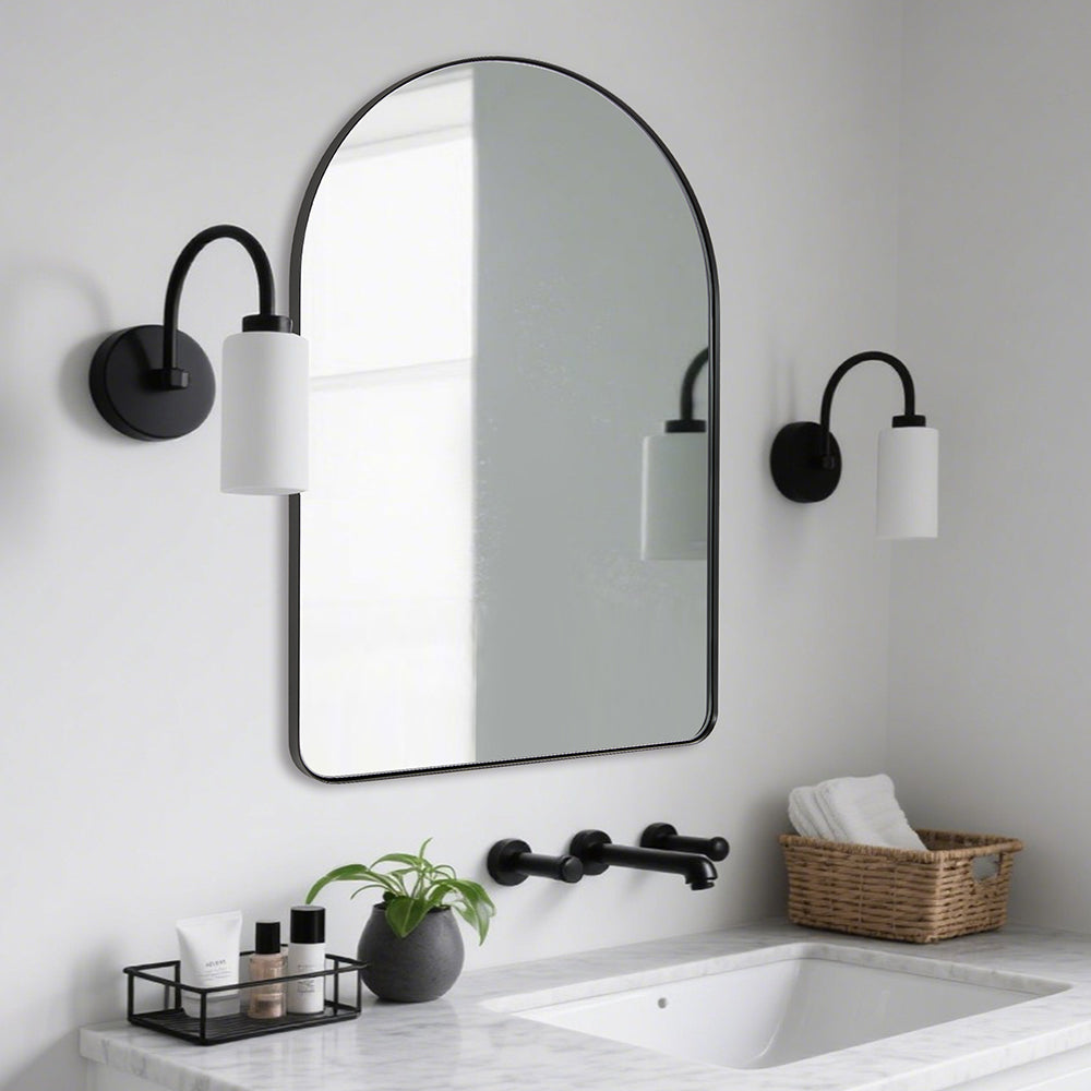 Contemporary Arched Bathroom Vanity Mirror | Stainless Steel Frame