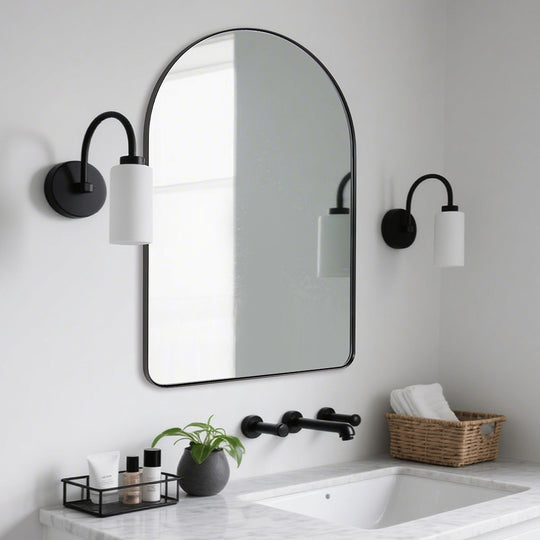 Contemporary Arched Bathroom Vanity Mirror | Stainless Steel Frame