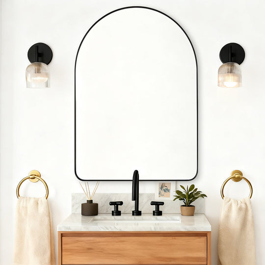 Contemporary Arched Bathroom Vanity Mirror | Stainless Steel Frame