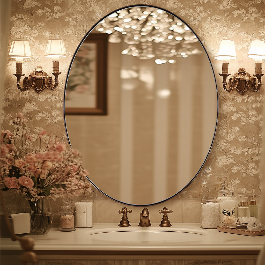 Modern Oval Bathroom Wall Mirrors |Stainless Steel Framed