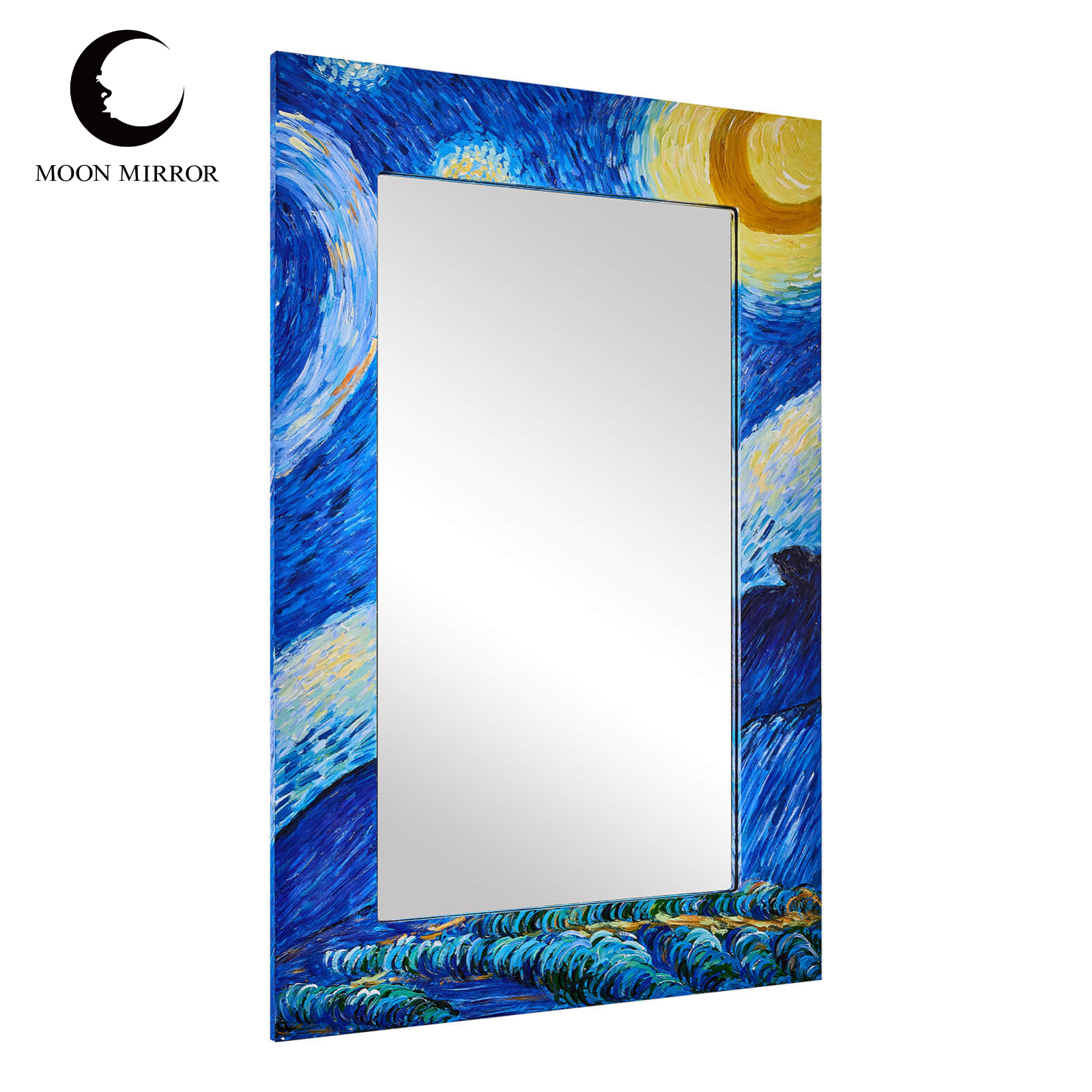 MOON MIRROR Artistic Oil Painting Decorative Mirror |Starry Sky