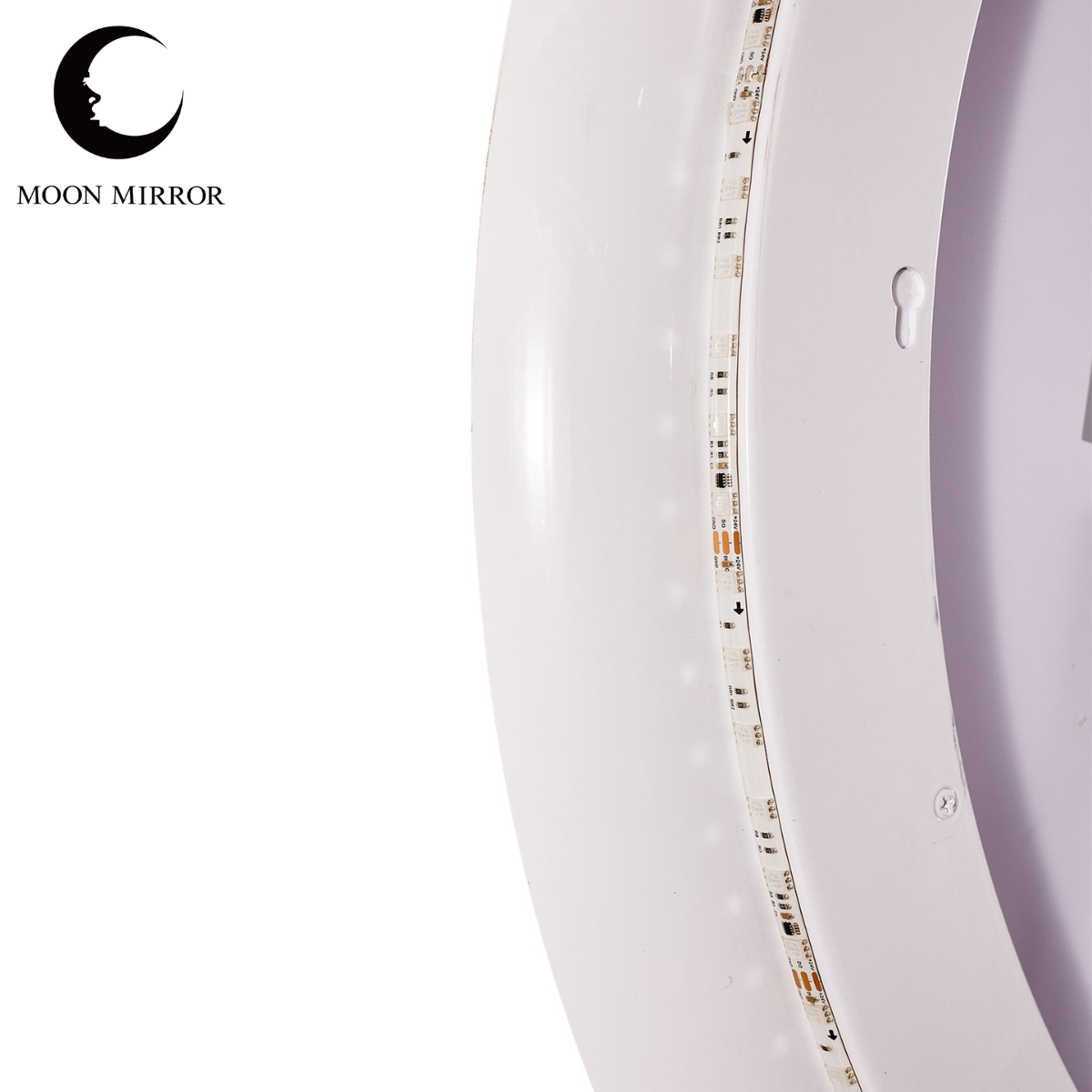 MOON MIRROR Round LED Bathroom Vanity Mirror with Lights,White Framed, Dual Front& Back Lights,Anti-Fog