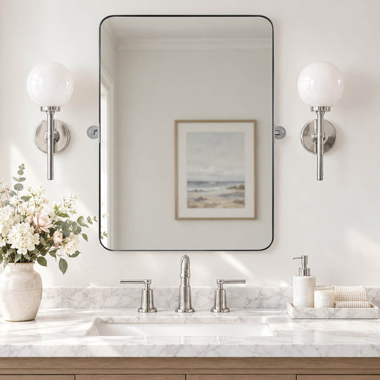 Tilting Rectangular Pivot  Mirror for Bathroom/Vanity Floating Mirror | Stainless Steel Frame