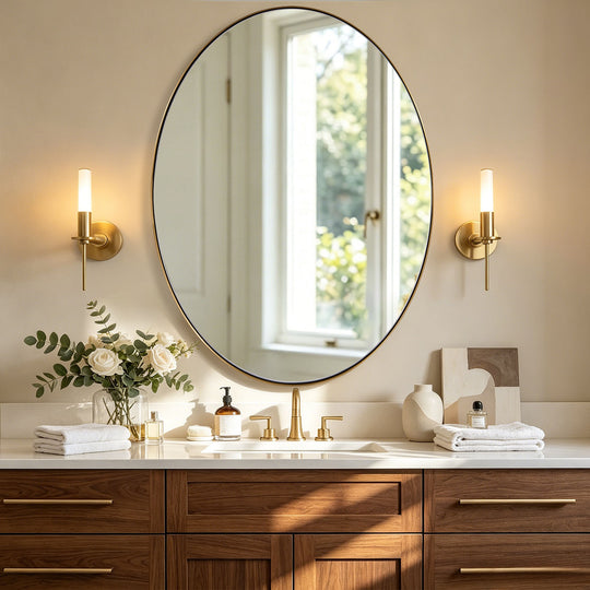 Modern Oval Bathroom Wall Mirrors |Stainless Steel Framed