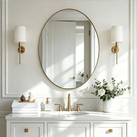 Modern Oval Bathroom Wall Mirrors |Stainless Steel Framed