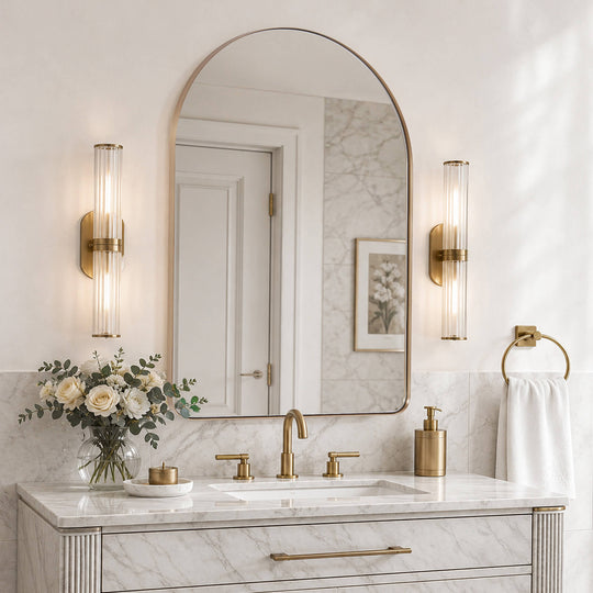 Contemporary Arched Bathroom Vanity Mirror | Stainless Steel Frame