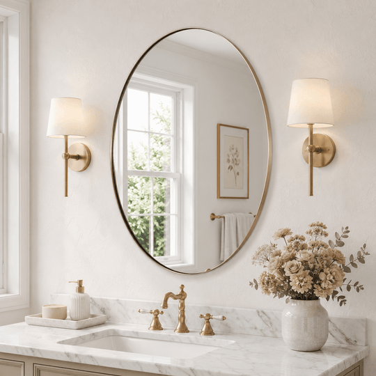 Modern Oval Bathroom Wall Mirrors |Stainless Steel Framed