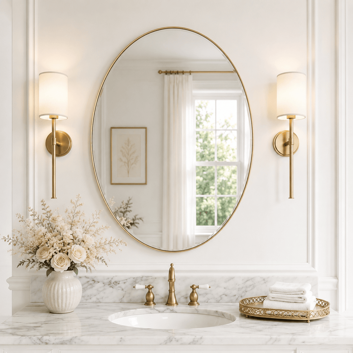 Modern Oval Bathroom Wall Mirrors |Stainless Steel Framed