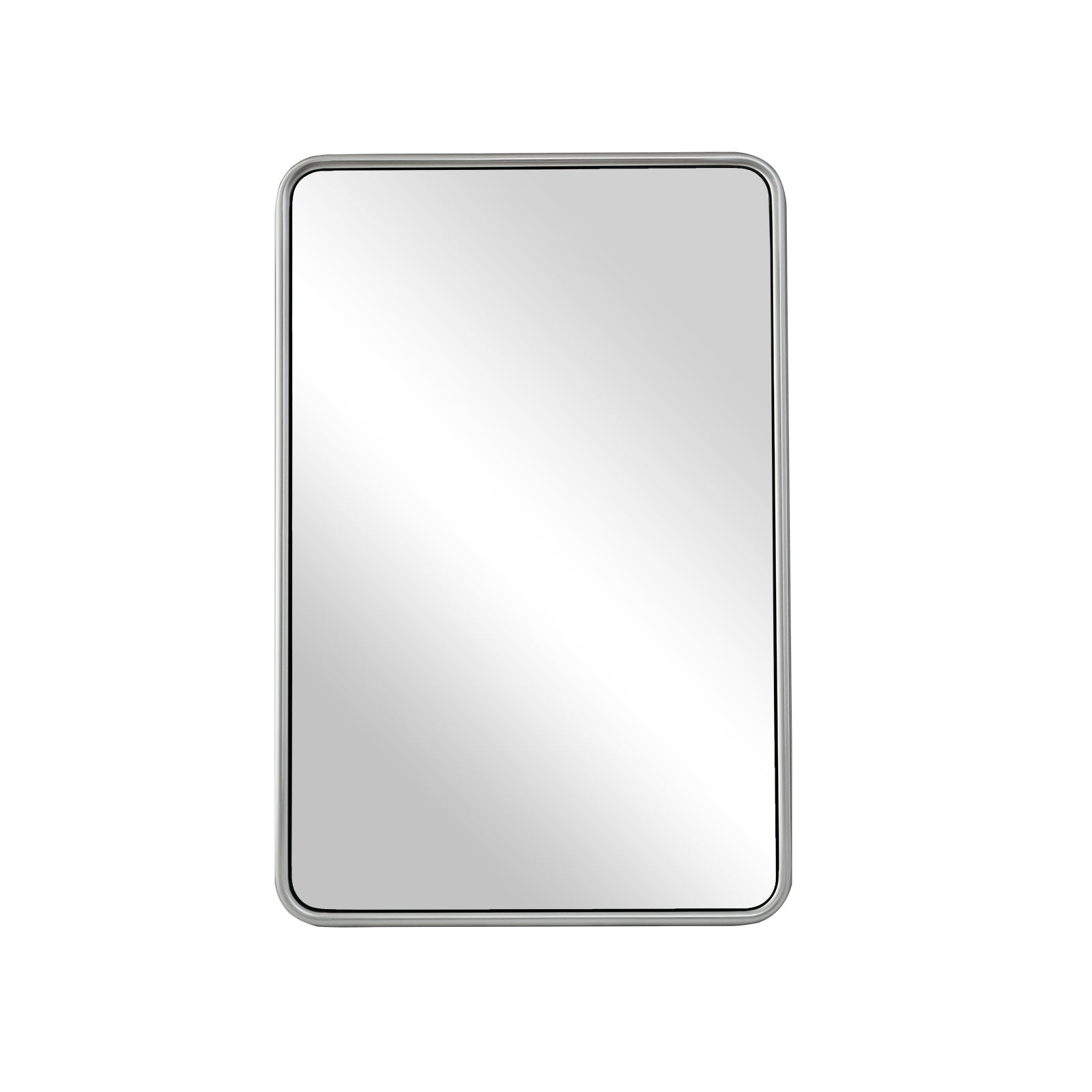 Contemporary Rounded Rectangular Bathroom Mirrors| O-Shaped Tube Stainless Steel Frame