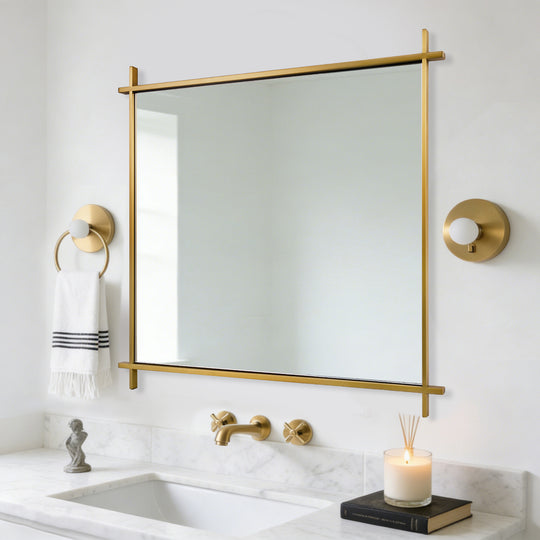 Vintage Cross Corner Rectangle Bathroom Wall Mirrors | Stainless Steel Framed