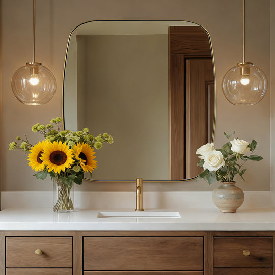 Modern  Oval Oblong Bathroom Vanity Mirror | Stainless Steel Frame