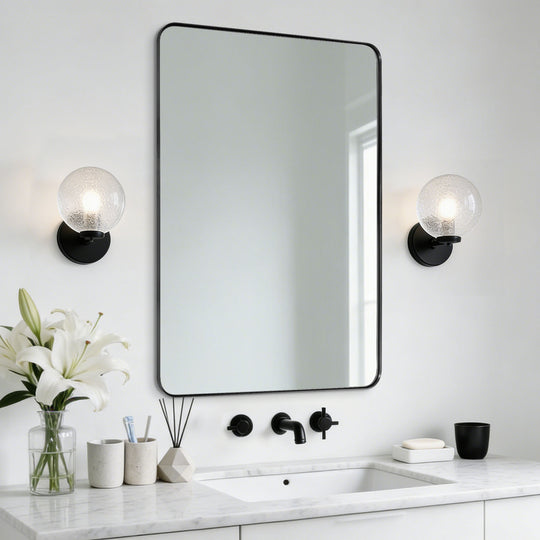 Modern Rounded Rectangle Mirror for Bathroom/ Vanity/ Wall | Stainless Steel Frame