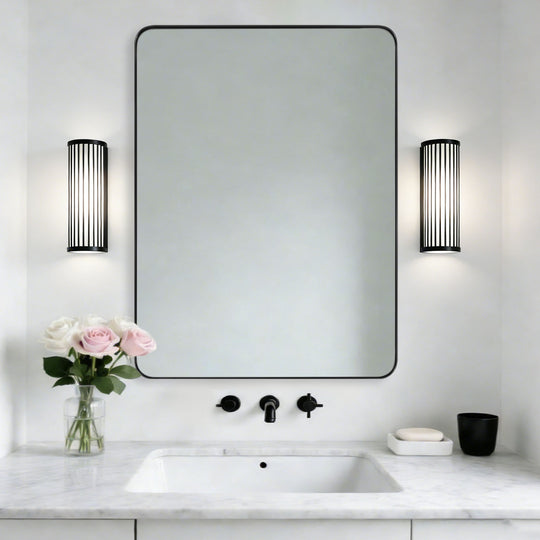 Modern Rounded Rectangle Mirror for Bathroom/ Vanity/ Wall | Stainless Steel Frame