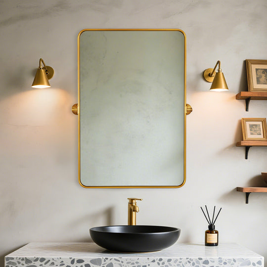 Modern Rectangle Pivot Mirror Adjustable Tilting Bathroom Mirror