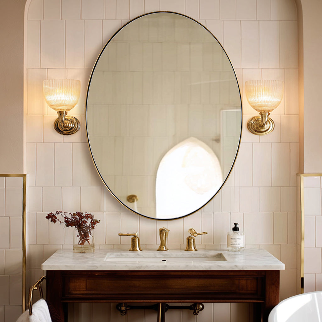 Modern Oval Bathroom Wall Mirrors |Stainless Steel Framed
