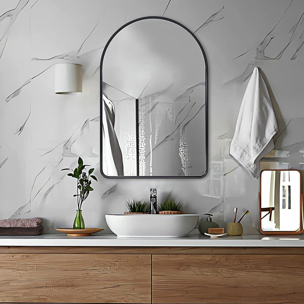 Bold Metal Framed Arched Wall Mirrors for Bathroom/ Living Room/Entry