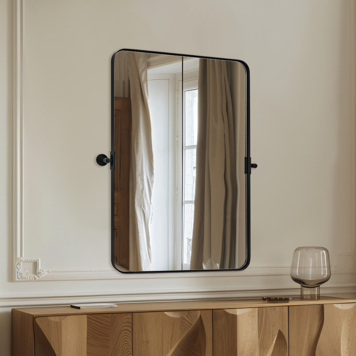 Tilting Rectangular Pivot  Mirror for Bathroom/Vanity | Stainless Steel Frame