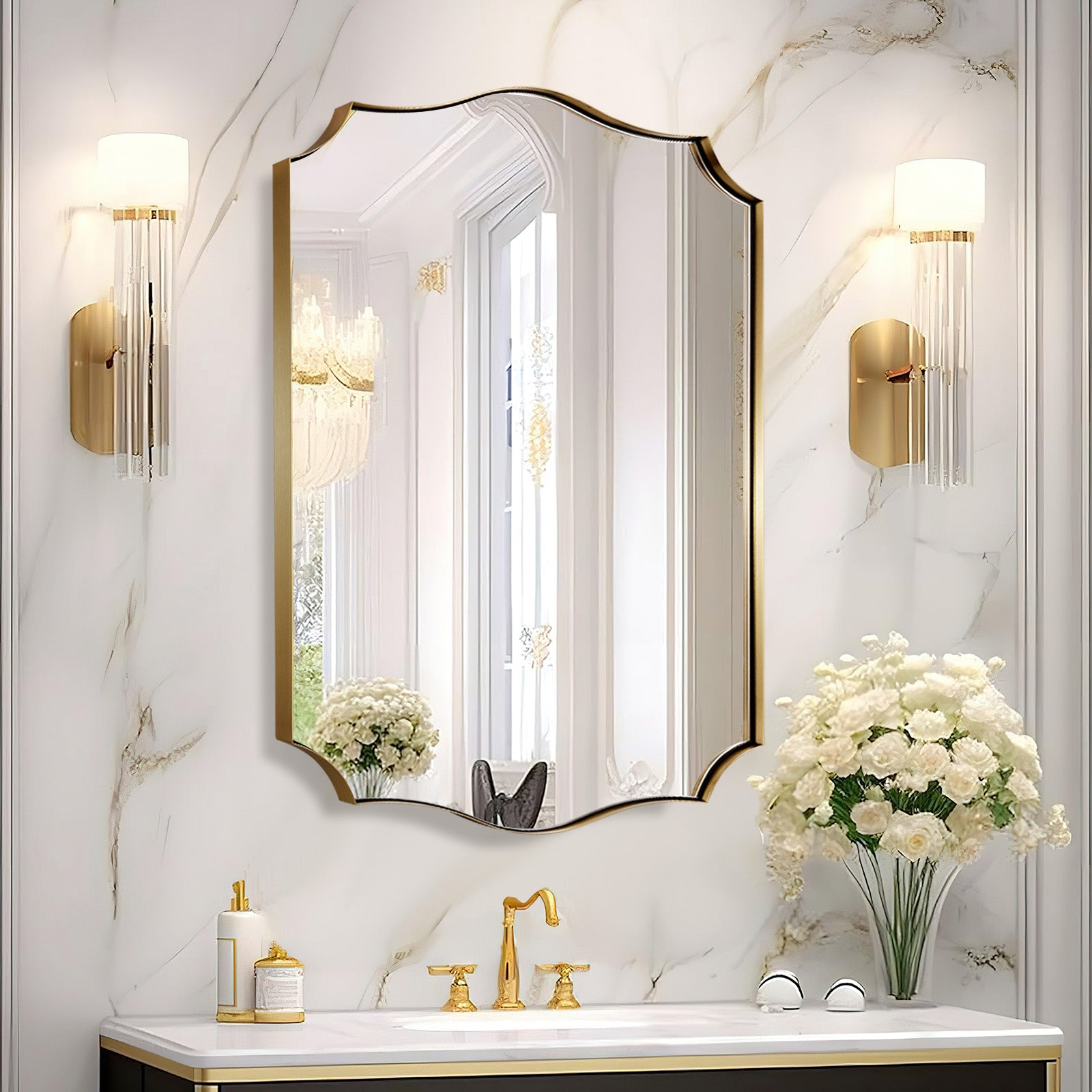 Traditional Scalloped Rectangle Wall Mirrors