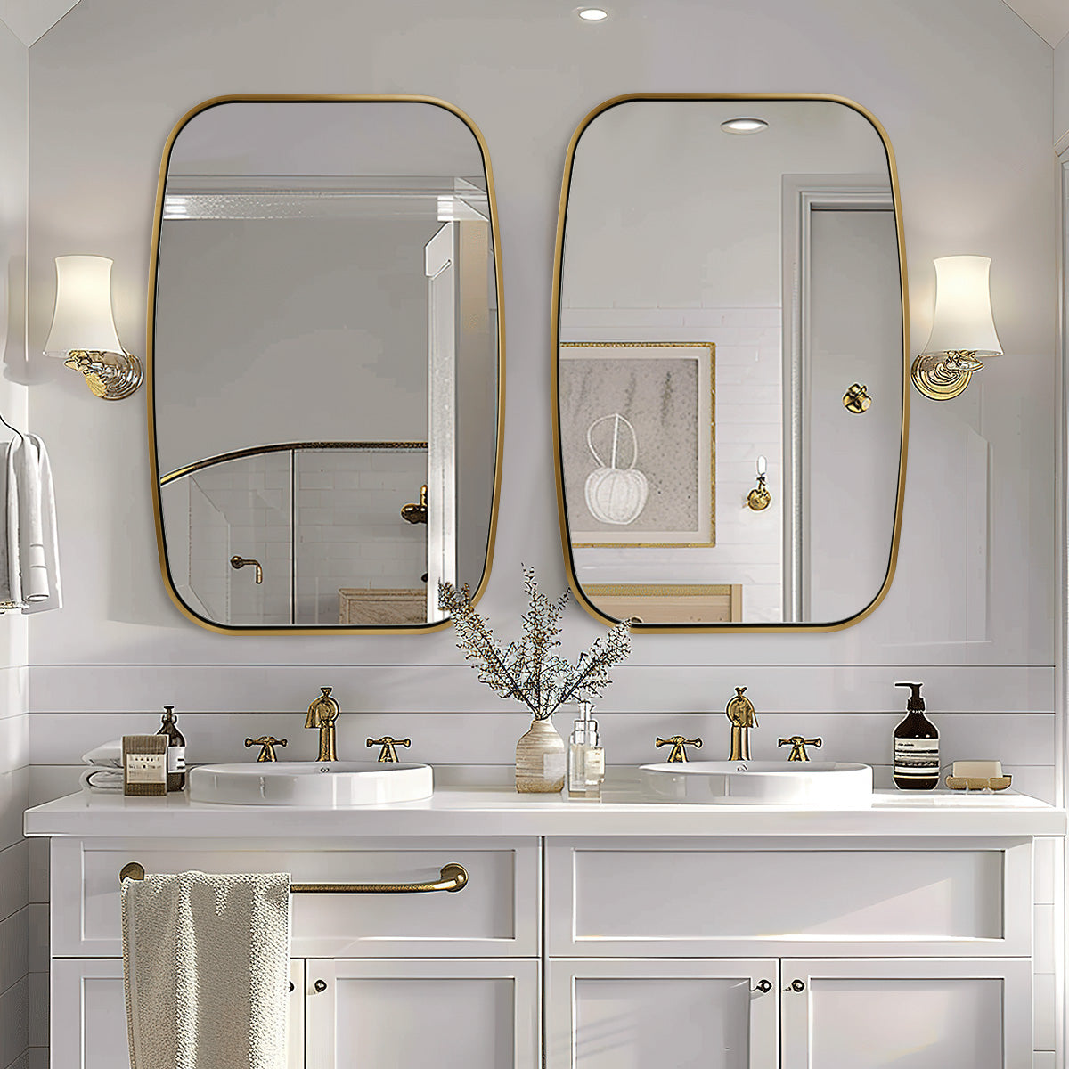 Contemporary Long Oval Oblong Bathroom Mirror | Stainless Steel Frame