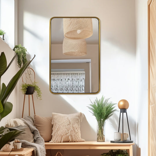 Contemporary Bold Framed Rectangle Wall Mirrors for Bathroom Wall| Stainless Steel Framed