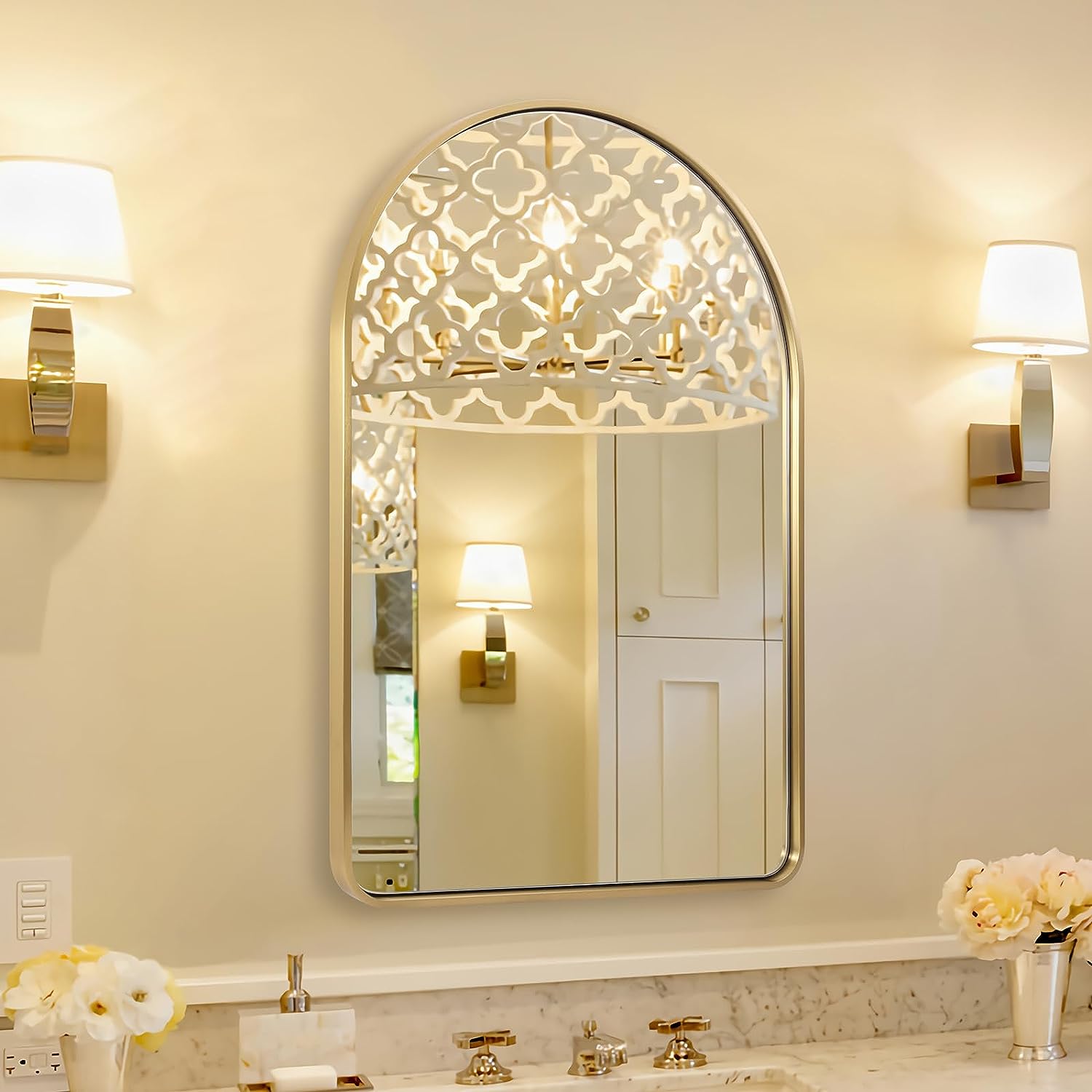 Bold Metal Framed Arched Wall Mirrors for Bathroom/ Living Room/Entry