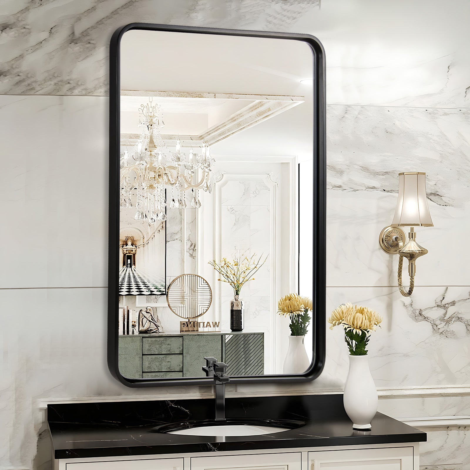 Antique Iron Framed Rectangular Mirrors for Bathroom/ Vanity