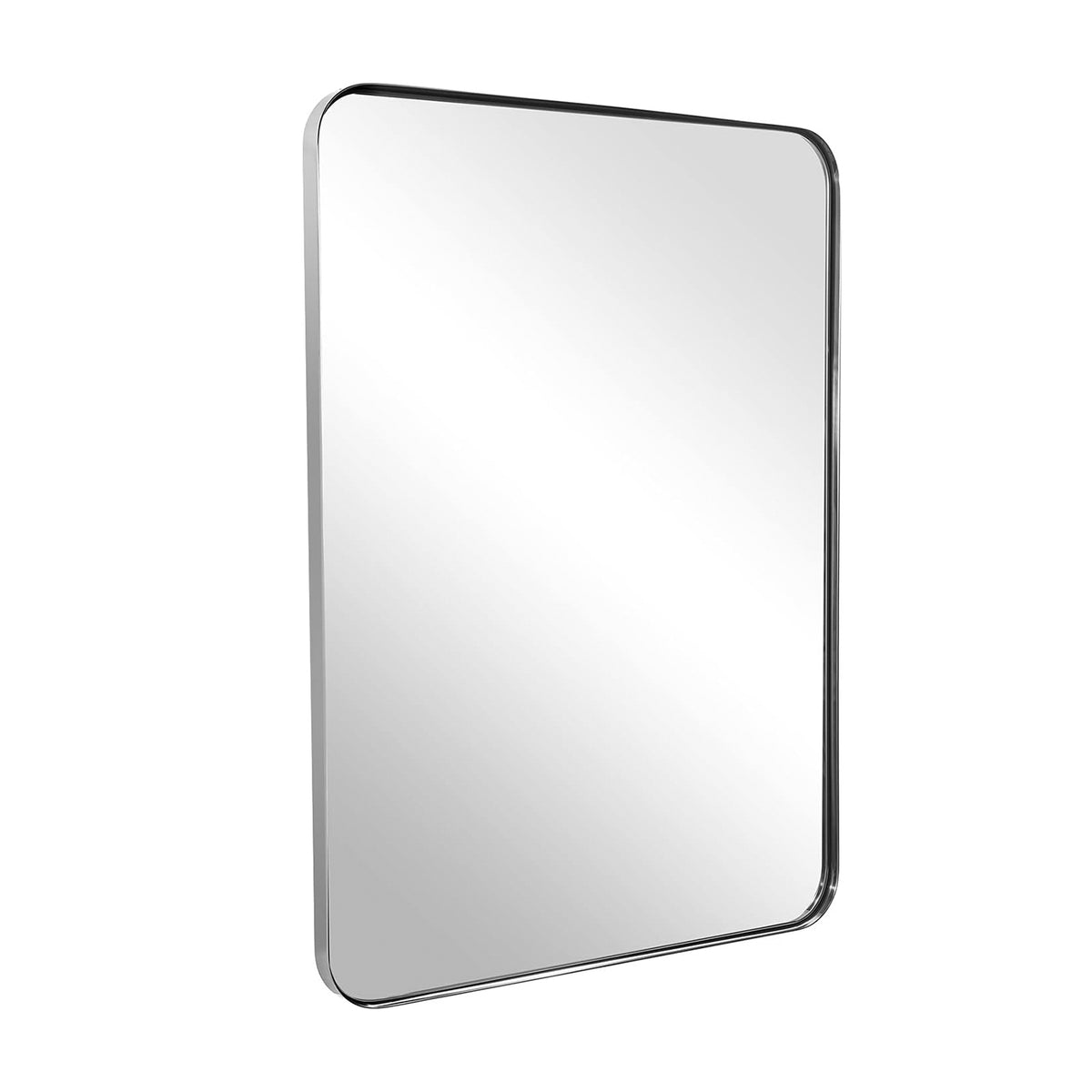 Modern Rounded Rectangle Mirror for Bathroom/ Vanity/ Wall | Stainless Steel Frame