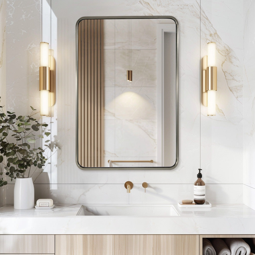 Open Box Like New : Modern Bold Framed Rectangle Wall Mirrors for Bathroom Wall