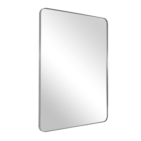 Modern Rounded Rectangle Mirror for Bathroom/ Vanity/ Wall | Stainless Steel Frame