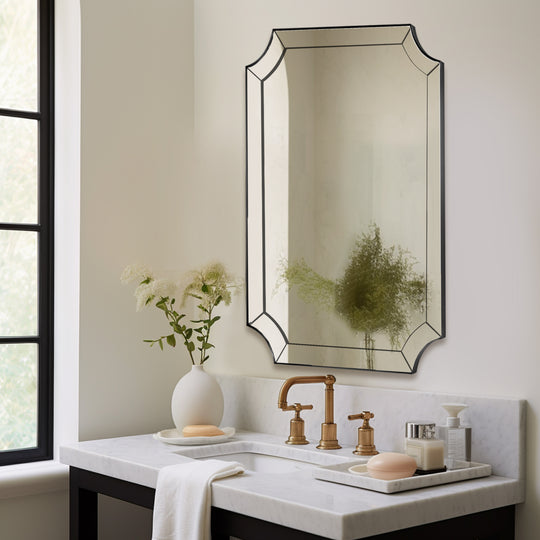 Minuette Scalloped Bathroom Decor Wall Mirrors Unique Mirrors| Stainless Steel Frame