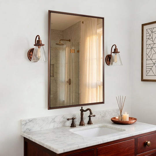 Luxury Beveled Stainless Steel Framed  Rectangular Bathroom Vanity Mirror