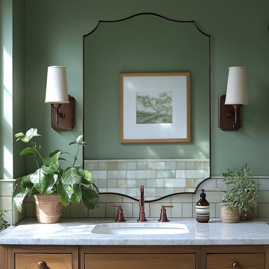 Contemporary  Scalloped Rectangle Wall Mirror | Stainless Steel Frame