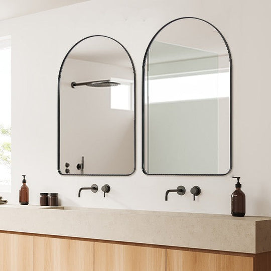 Contemporary Arched Bathroom Vanity Mirror Stainless Steel Frame Arch Top Wall Mirrors