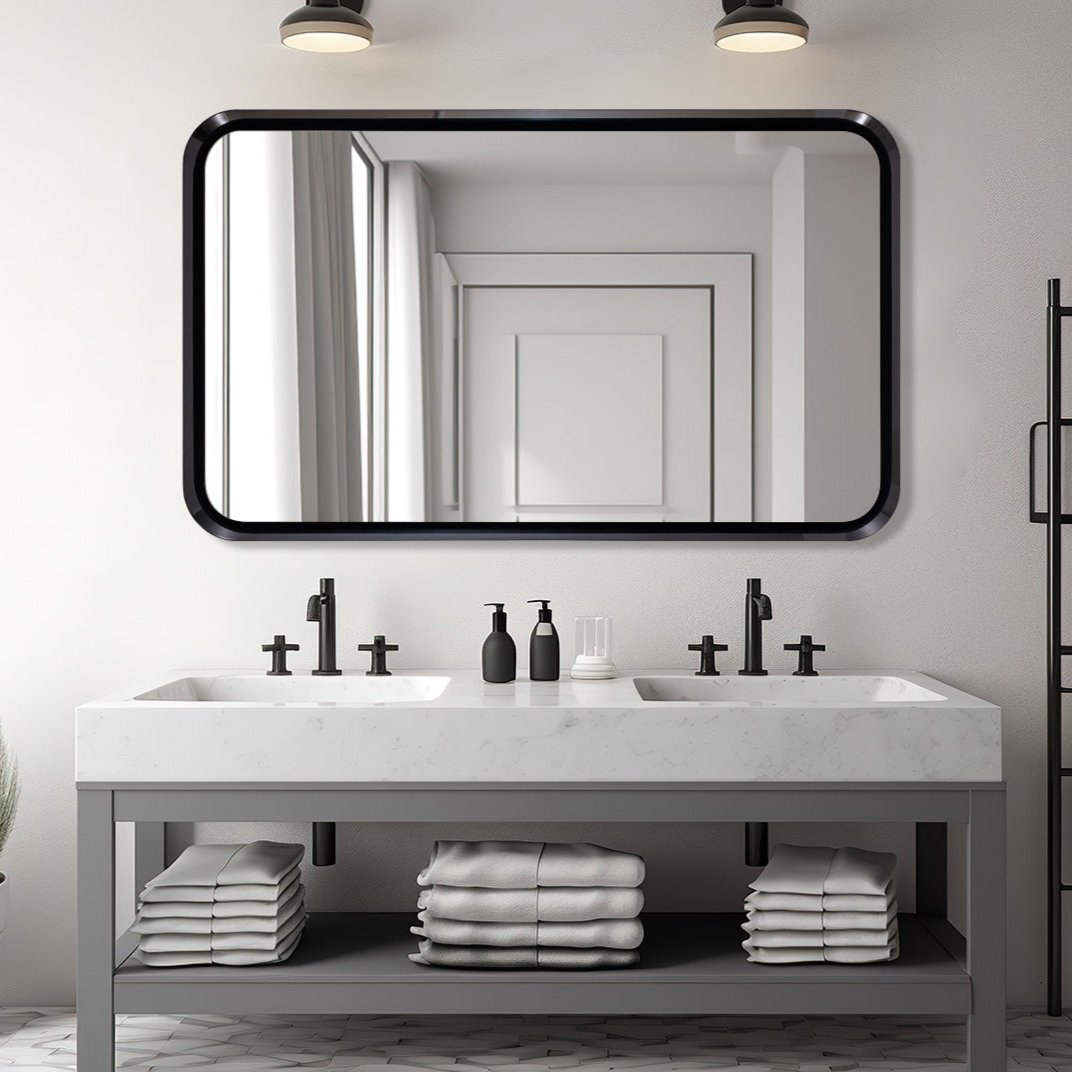 Metal Extended Frame Suspended Mirror for Bathroom/ Wall