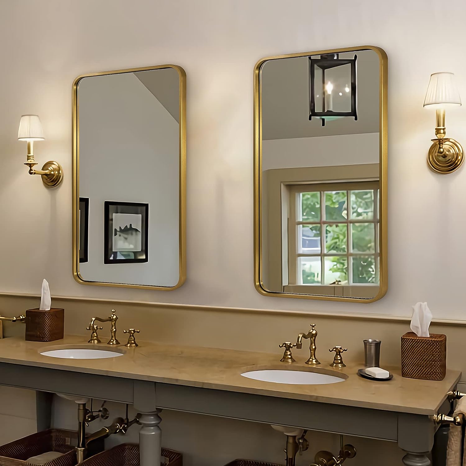 Antique Iron Framed Rectangular Mirrors for Bathroom/ Vanity