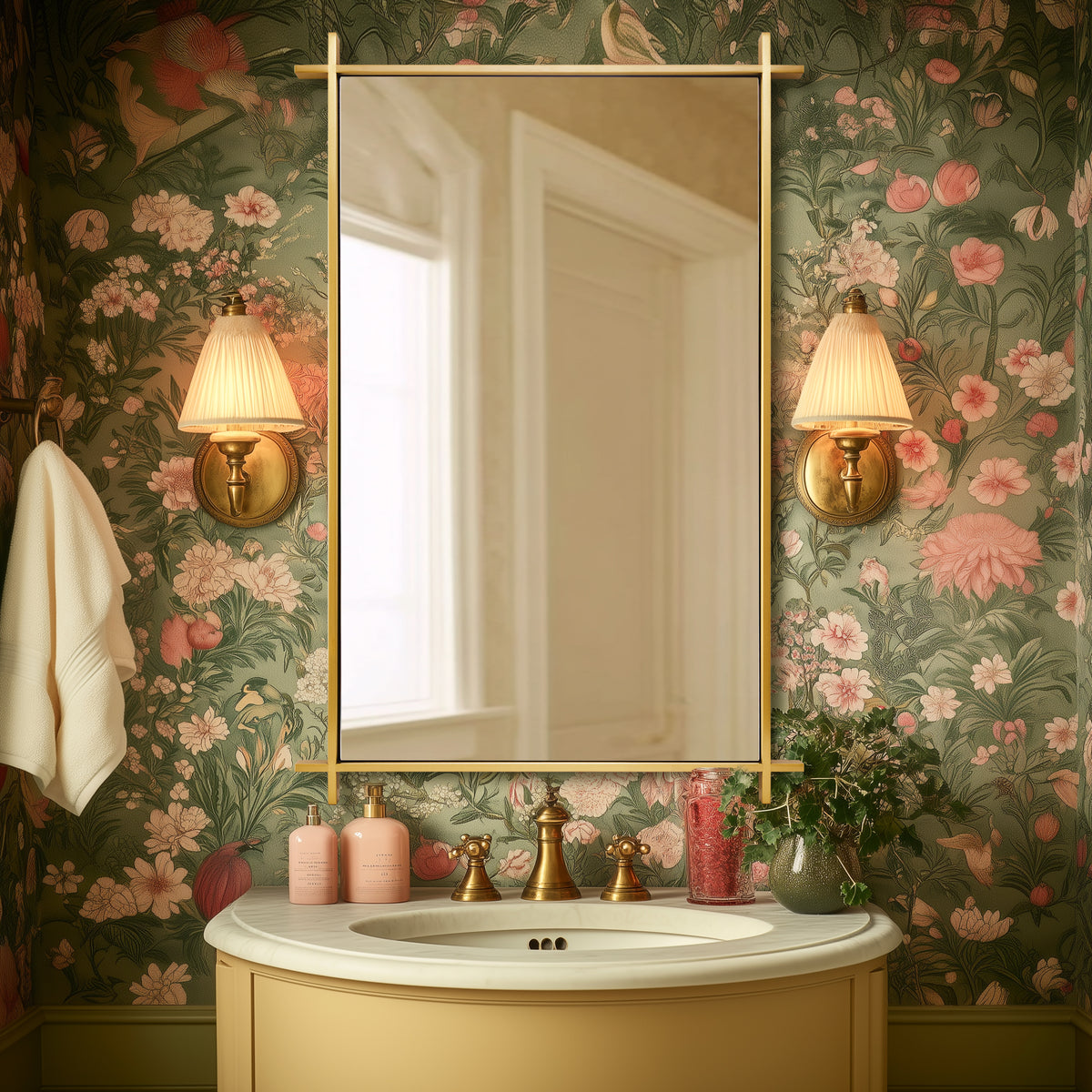 Vintage Cross Corner Rectangle Bathroom Wall Mirrors | Stainless Steel Framed