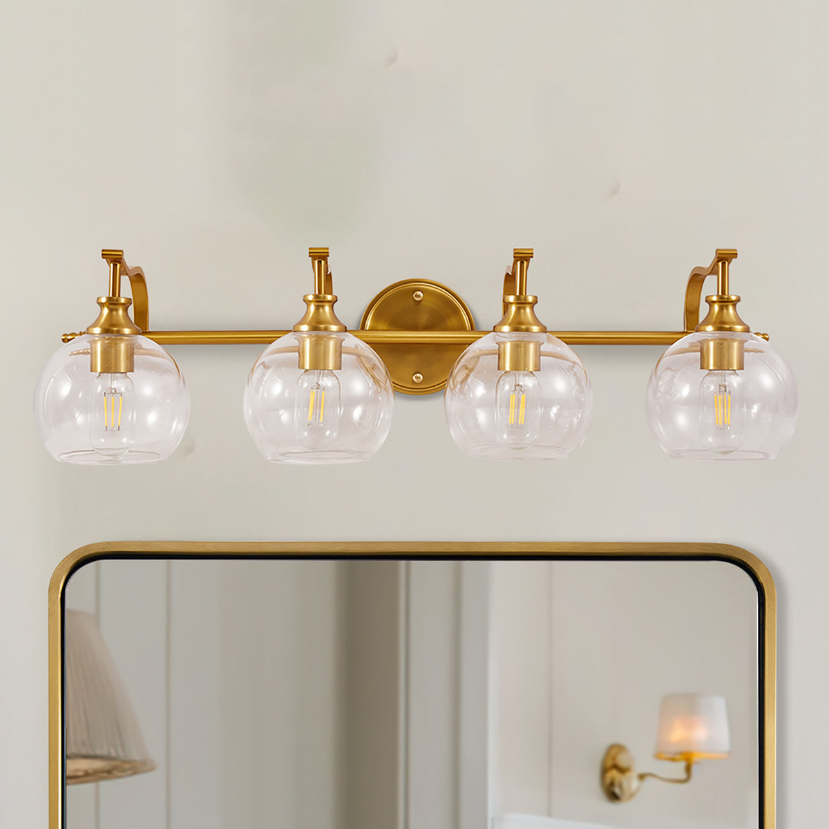 Modern Clear Globe Glass Shade Bathroom Vanity Light