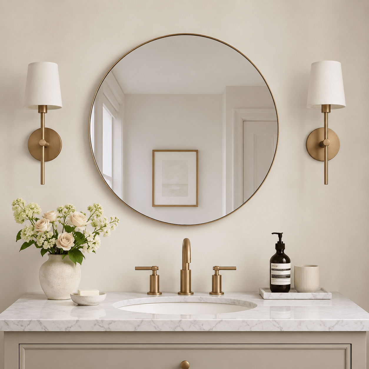 Modern Round Bathroom Mirrors Circle Wall Mirror | Stainless Steel Frame